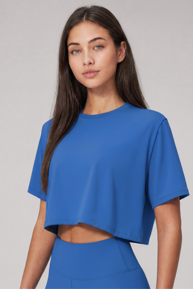 Women's Loose Fit Cropped Workout Short Sleeve T Shirt