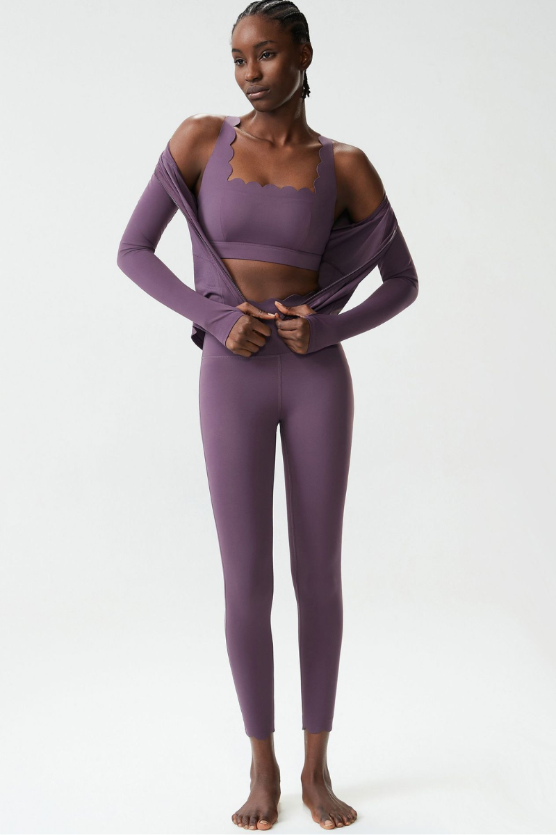 Women's 3-Piece Activewear Set: Jacket + Sports Bra + Leggings