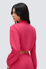 Women's Stand Collar Full Zip Long Sleeve Loose Fit Jacket