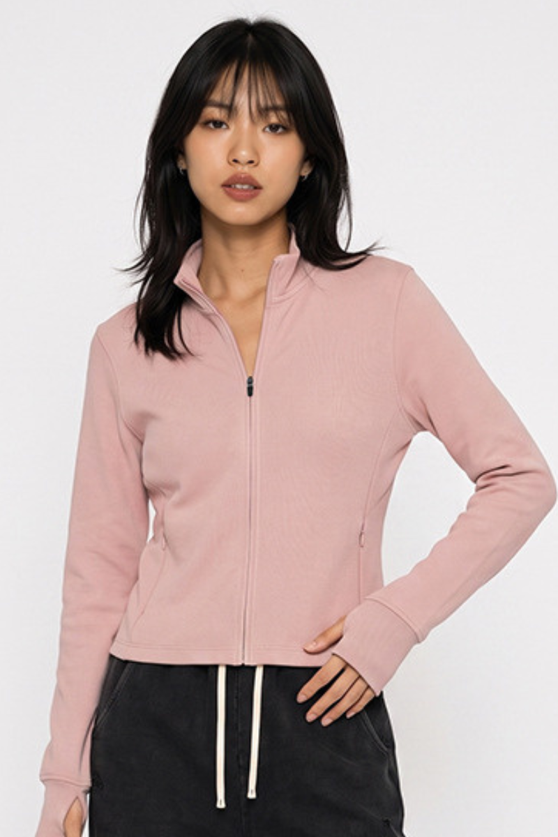 Women's Fall Half-High Neck Finger Cuffs Slim Fit Jackets