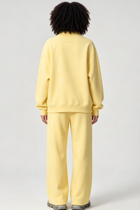 Unisex Fall Fleece Mock Neck Sweatshirt and Sweatpants Sets
