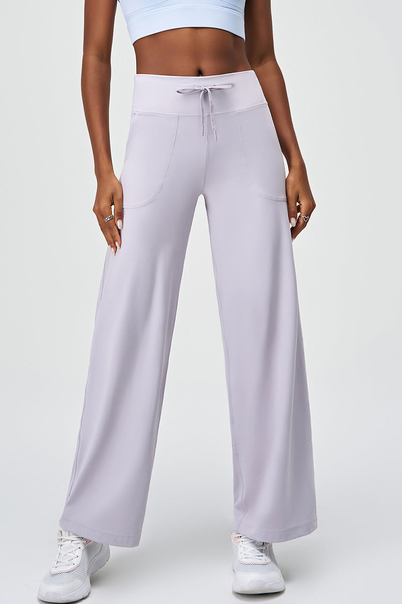 High Waisted Drawstring Sport Flared Pants