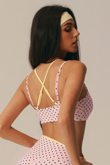 Women's Athletic Polka Dot Fake Two-Piece Yoga Bra