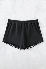 Women's Tassel Trim Elastic Waist Loose Swim Shorts