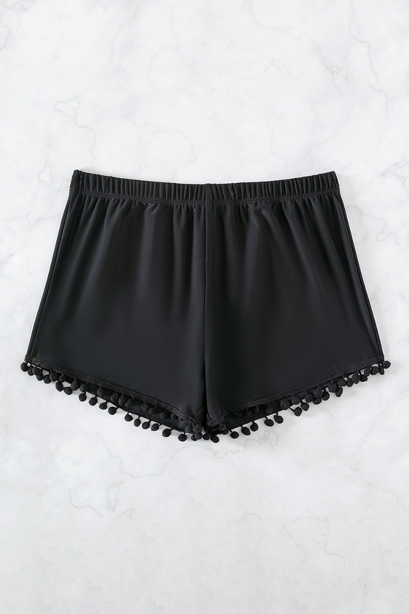 Women's Tassel Trim Elastic Waist Loose Swim Shorts