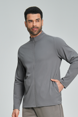 Men's Brushed Stand Collar Zipper Casual Sport Jacket