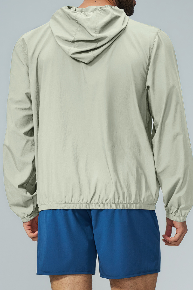 Men's Fall Hooded Full Zip Elastic Hem Outdoor Hooded Jacket