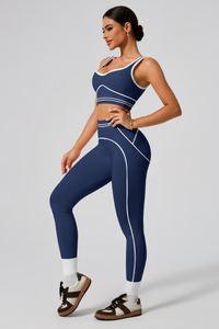 Women's Seamless Color-Block Sports Bra & Yoga Leggings Set