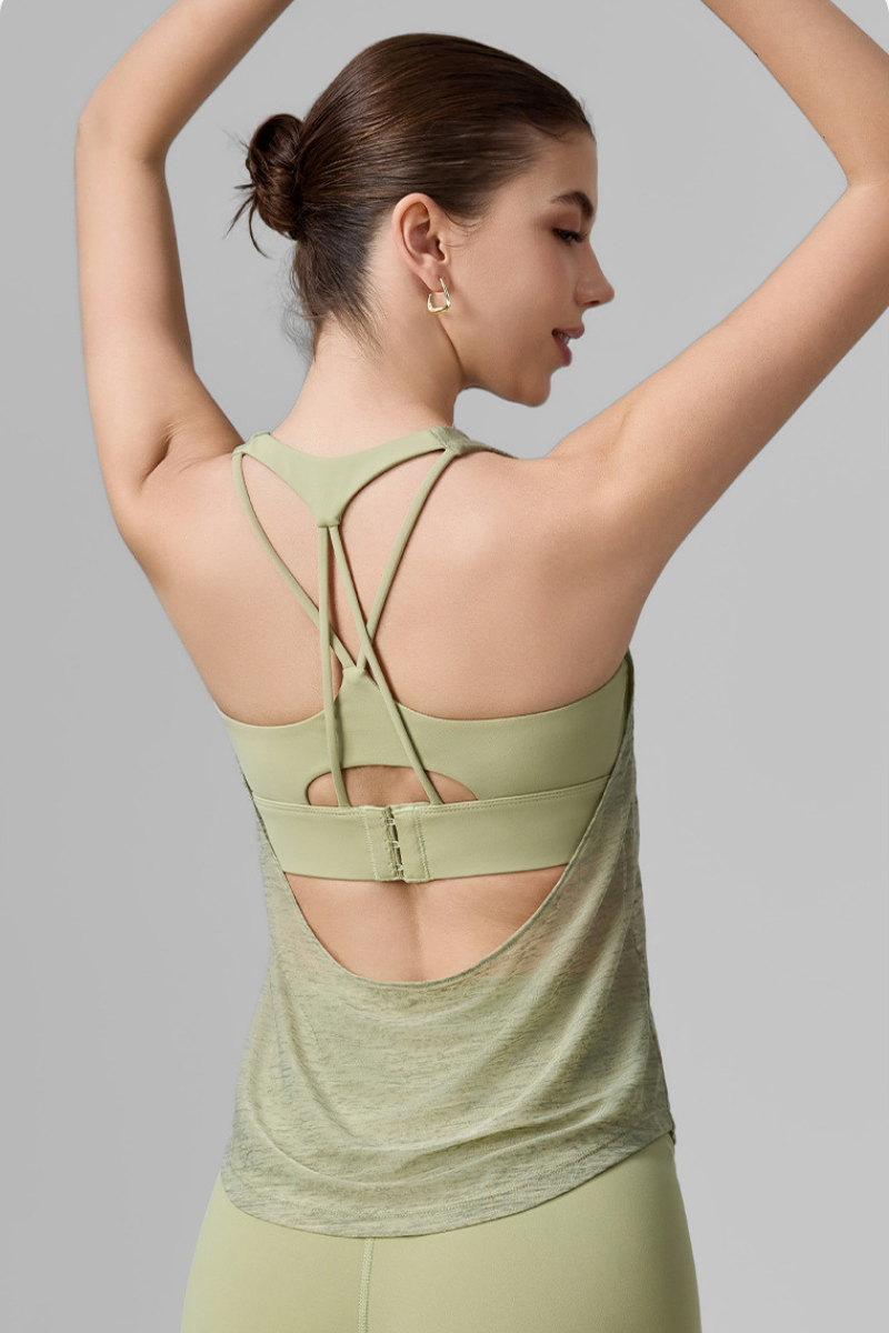 Women's Two-in-One Halterneck Cross Back Sports Tank Top