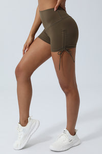 Women Drawstring Pleated Yoga Shorts