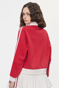 Women's Color Block Side Stripe Stand Collar Full Zip Jacket