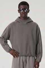 Men's Fall Relaxed Contrast Color Stripe High Neck Hoodie