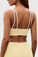 Women's U-neck Wide Strap Color-Block Sports Bra