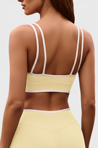 Women's U-neck Wide Strap Color-Block Sports Bra