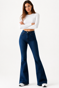 Women's High Waist Stretch Slim Flare Jeans