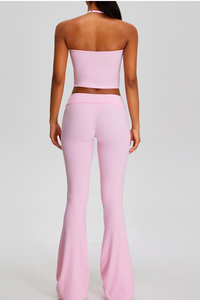 Women's Sets:Halter Tank Top And Pleated Flare Pants