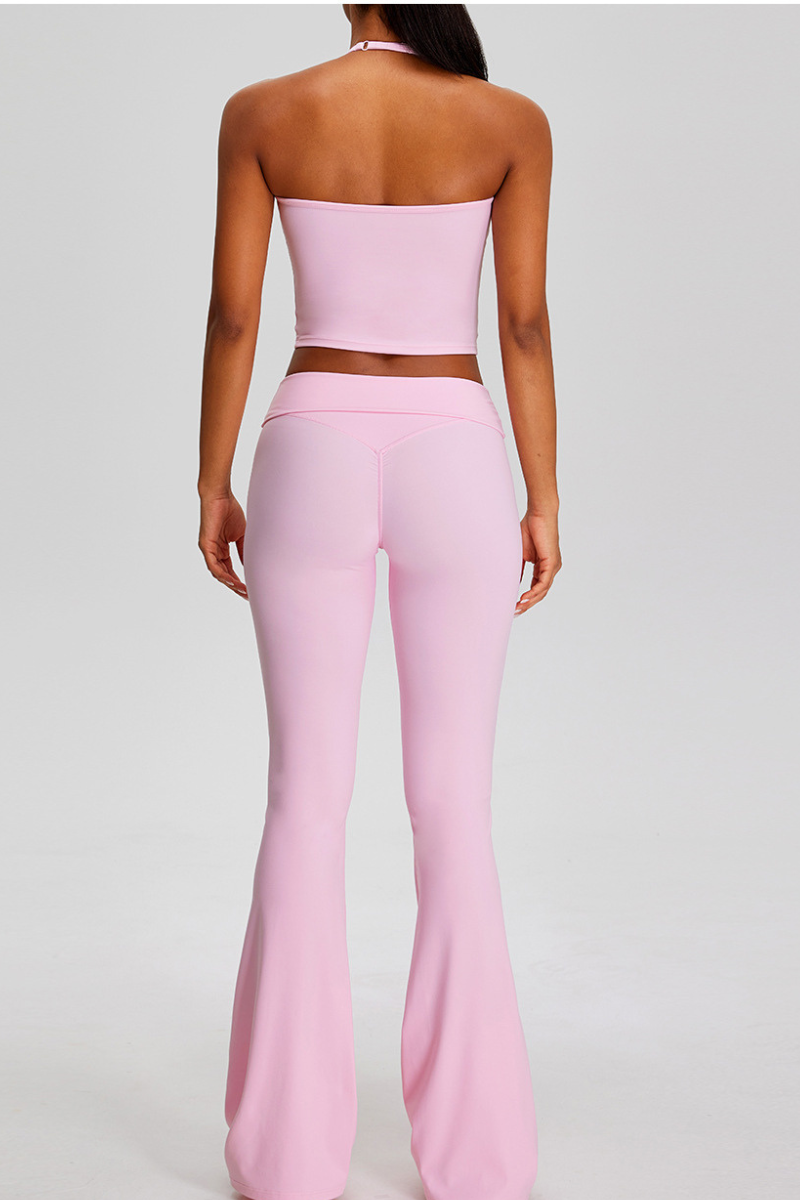 Women's Sets:Halter Tank Top And Pleated Flare Pants