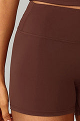 Women Brushed Slim Fit Yoga Set: Square Neck Camisole + High Waist Shorts