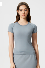 Women Seamless Round Neck Short Sleeve Sport T-Shirt