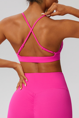 Women's V-Neck Cross-Back Padded Naked Feel Sports Yoga Bra