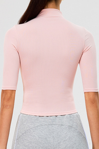 Women's High-Neck Mid-Sleeve Quick-Dry Slim-Fit Yoga Top