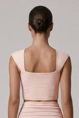 Women's Square Neck Padded Sports Cropped Top