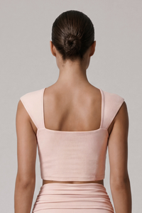 Women's Square Neck Padded Sports Cropped Top