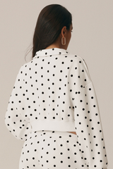 Women's Fall Polka Dot Cropped  1/4 Zip Sweatshirt