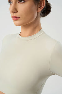 Women Slim-Fit Crop Naked-Feel Long Sleeve Yoga & Running Sportswear Top