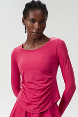 Women Plus-Size Smooth Quick-Dry Sun Protection Loose Fit Training Long Sleeve Top