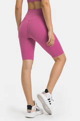 Women's V-Waist High-Waisted Biker Yoga Shorts with Pockets