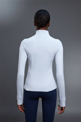 Women Stand Collar Half Zip Slim Fit Workout Long Sleeve Top