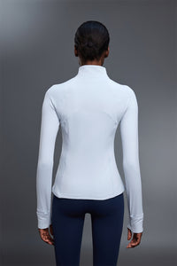 Women Stand Collar Half Zip Slim Fit Workout Long Sleeve Top