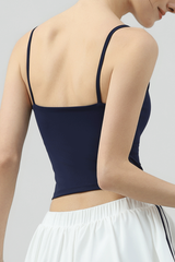 Women's Contrast Trim Button Front Thin Strap Workout Cami