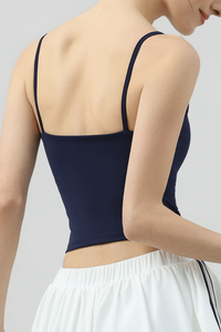 Women's Contrast Trim Button Front Thin Strap Workout Cami
