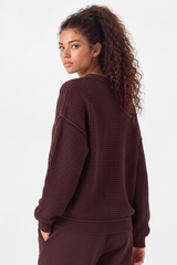 Women's Loungewear Contrast Checkerboard Loose Knit Sweater