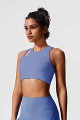 Women Eco-Friendly Recycled Fabric Outer Cross Back Hollow Sexy With Bra Pads Fitness Yoga Sports Bra