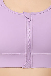 Plus Size Women's Front Zipper Faux Two-Piece Sports Bra