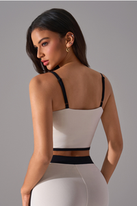 Women's Color Block Bra - Sexy Strappy Back Support Sports Bra