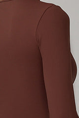Women Brushed Round Neck Slim Fit Workout Long Sleeve Top