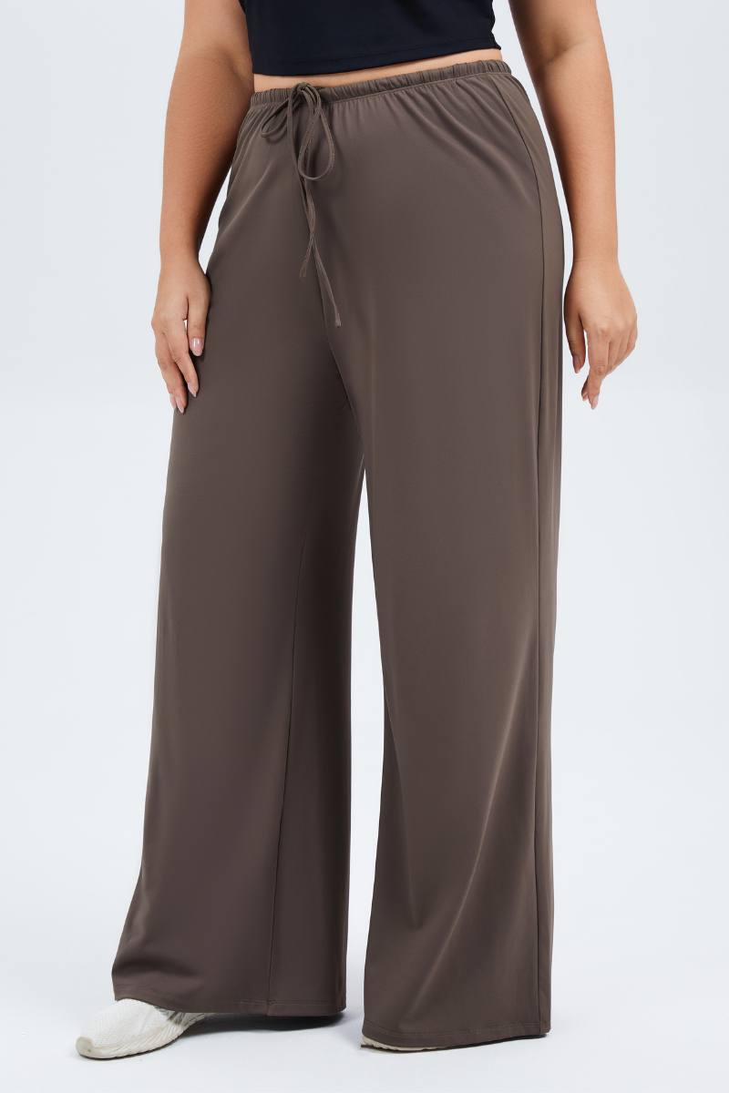 Plus Size Women's Drawstring Waist Loose-Fit Yoga Wide-Leg Pants