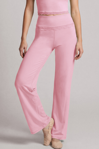 Women's Lace-Trim High-Waist Straight-Leg Yoga Pants