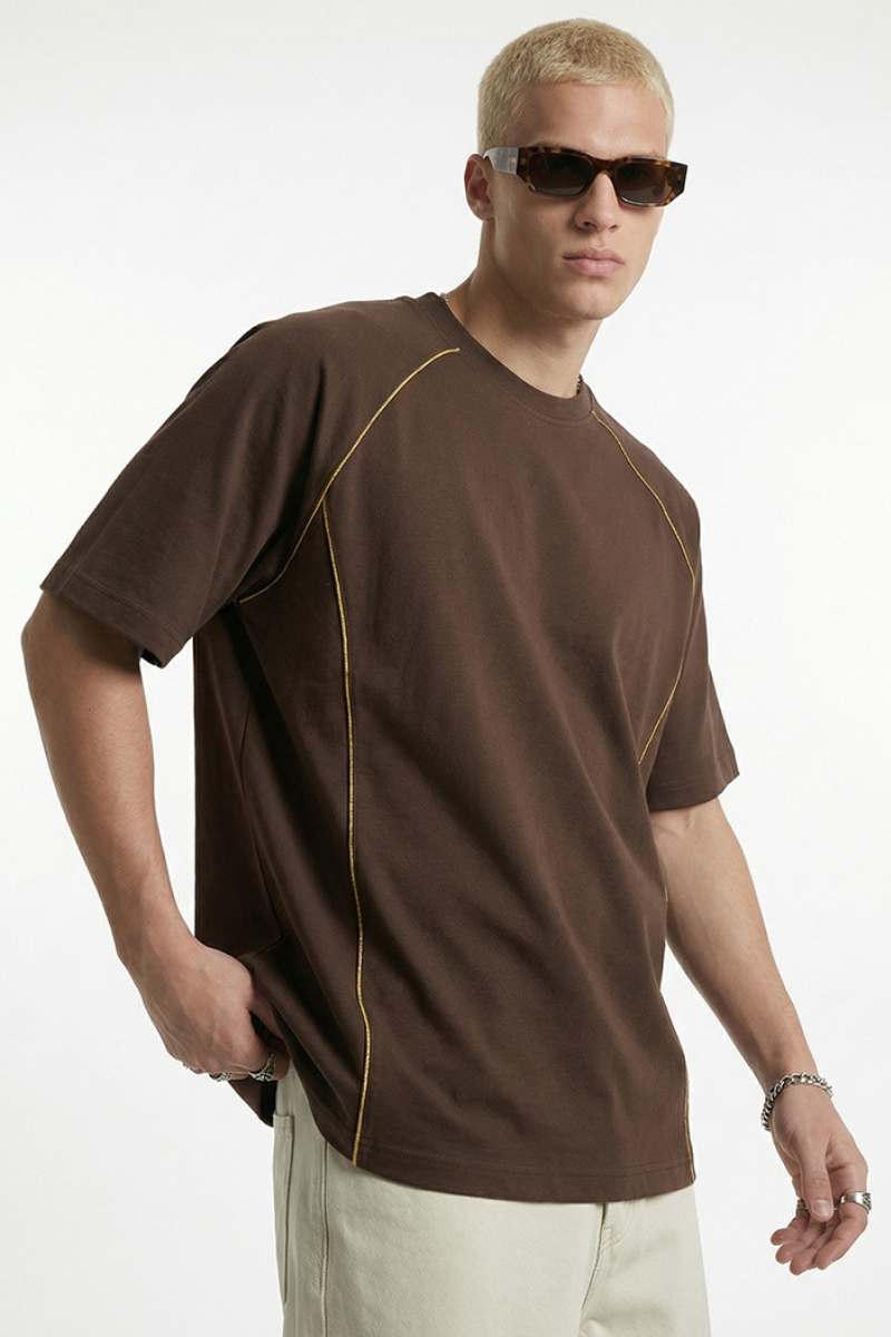 Men's Sporty Contrast-Stitch Raglan Short-Sleeve T-Shirt