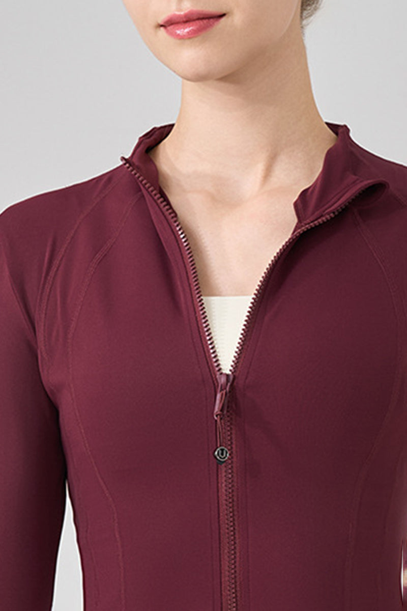 Women Stand Collar Slim-Fit Yoga Running Long Sleeves