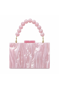 Women's Pearl Handle Acrylic Box Clutch Bag
