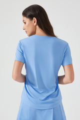 Women Lightweight Breathable Slim-Fit Quick-Dry Yoga Fitness Short-Sleeve Top