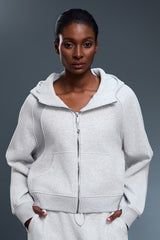 Women Fleece-Lined Zip-Up Hoodie Warm Loose Casual Sportswear