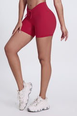 Women'S Pleated High-Waisted Hip Lift Yoga High-Stretch Skinny Shorts