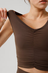 Women Sensual Drawstring Outer Wear With Bust Eco-Friendly Recycled Cotton High Strength Fitness Sports Bra