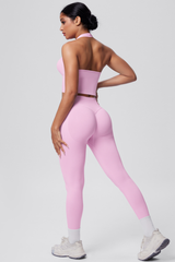 Women's Seamless Halter Tank Sport Leggings Two-Piece Set